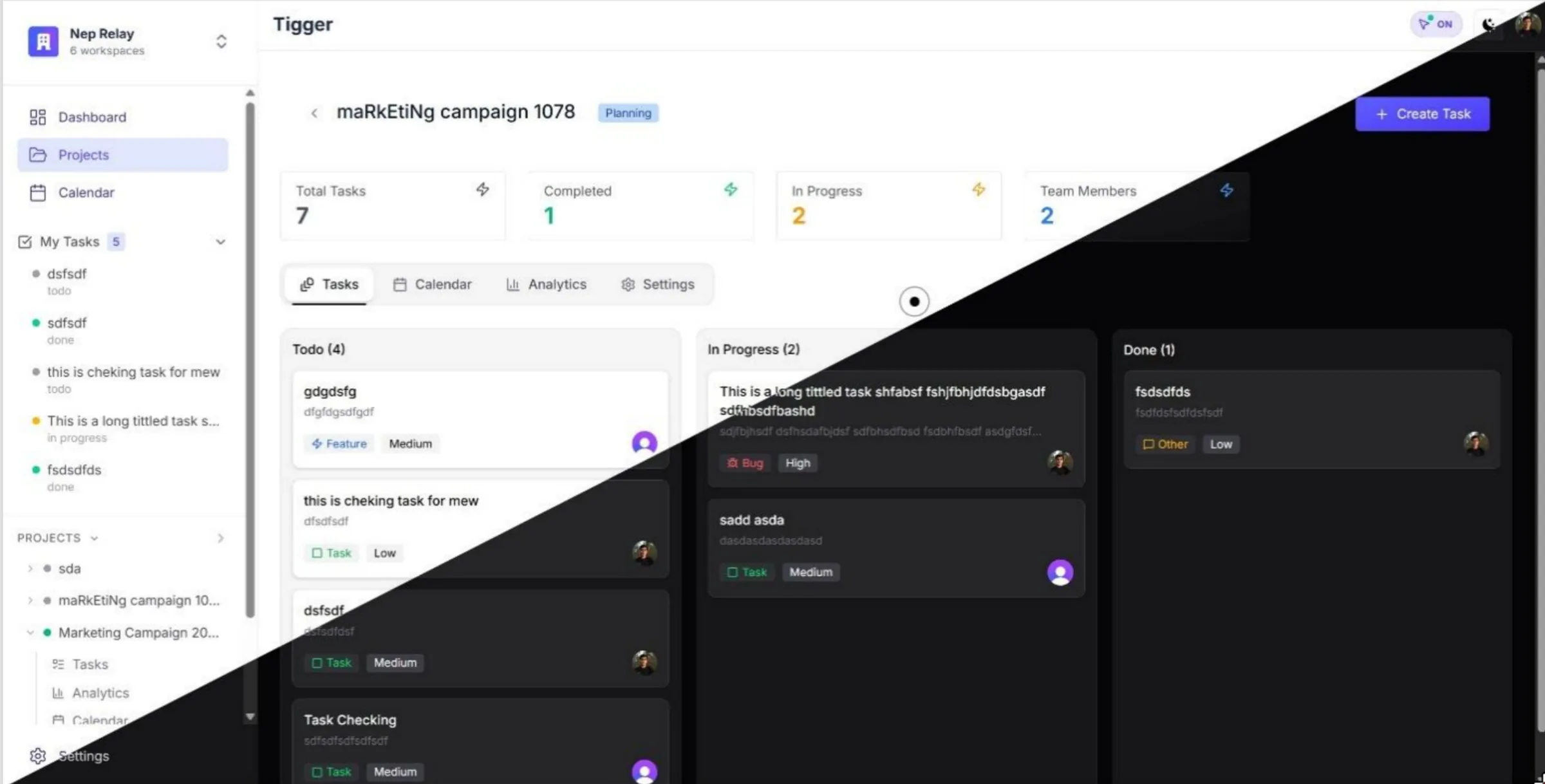Tigger — kanban board view